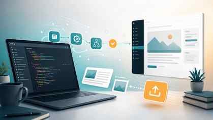 Imagem gerada por IA sobre utilização automática do WordPress com IDEs